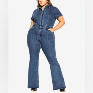 NWOT City Chic Size 18 Denim Flare Jumpsuit